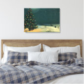 Weihnachtsbaum am Abend mit Lichtern Leinwanddruck (Insitu (Schlafzimmer))