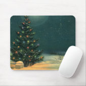 Weihnachtsbaum am Abend mit Lichtern Mousepad (Mit Mouse)