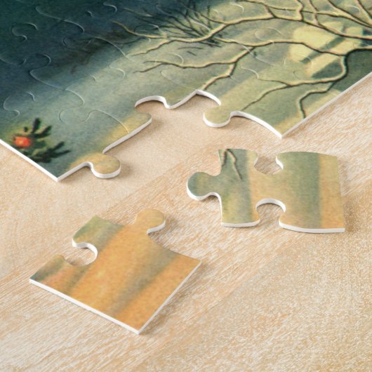 Weihnachtsbaum am Abend mit Lichtern Puzzle (Seite)