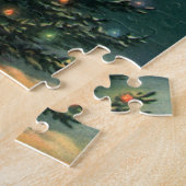 Weihnachtsbaum am Abend mit Lichtern Puzzle (Seite)