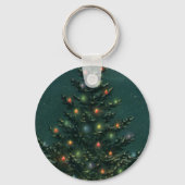 Weihnachtsbaum am Abend mit Lichtern Schlüsselanhänger (Vorderseite)