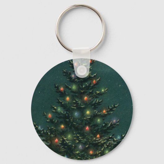 Weihnachtsbaum am Abend mit Lichtern Schlüsselanhänger (Vorderseite)