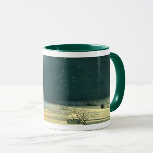 Weihnachtsbaum am Abend mit Lichtern Tasse (VorderseiteRechts)