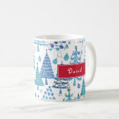 Weihnachtsbaum Aquamarin Blue Green Individuelle N Kaffeetasse (VorderseiteRechts)