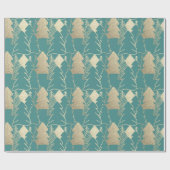 Weihnachtsbaum Aquamarin Minze Gold Extravaganter  Geschenkpapier (Flach)