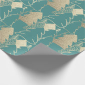 Weihnachtsbaum Aquamarin Minze Gold Extravaganter  Geschenkpapier (Ecke)