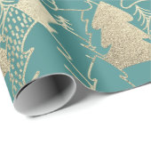 Weihnachtsbaum Aquamarin Minze Gold Extravaganter Geschenkpapier (Rolleneckpunkt)