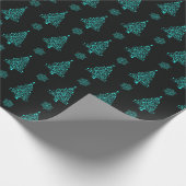 Weihnachtsbaum aquamarin schwarz geschenkpapier (Ecke)