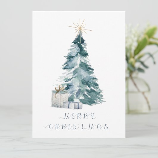 Weihnachtsbaum Aquarell Goldstar (Stehend Vorderseite)