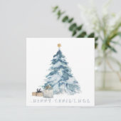 Weihnachtsbaum Aquarell Goldstar Karte (Stehend Vorderseite)
