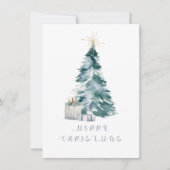 Weihnachtsbaum Aquarell Goldstar Mitteilungskarte (Vorderseite)