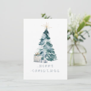 Weihnachtsbaum Aquarell Goldstar Mitteilungskarte