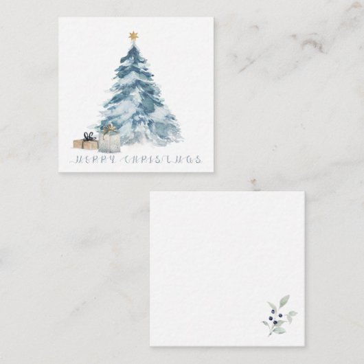 Weihnachtsbaum Aquarell Goldstar Mitteilungskarte (Vorne/Hinten)