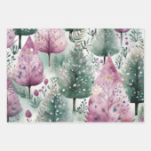 Weihnachtsbaum Aquarell Lila grün Geschenkpapier Set (Vorderseite)
