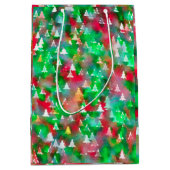 Weihnachtsbaum-Aquarell-Muster Mittlere Geschenktüte (Vorderseite)