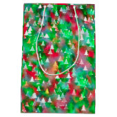 Weihnachtsbaum-Aquarell-Muster Mittlere Geschenktüte (Rückseite)