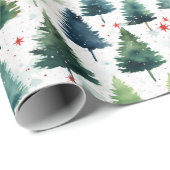 Weihnachtsbaum Aquarell Nahtloses Muster. Geschenkpapier (Rolleneckpunkt)