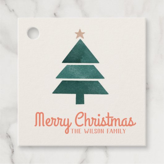 Weihnachtsbaum Aquarellfarben Feigtester Geschenkanhänger (Vorderseite)