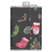 Weihnachtsbaum: Aquarellfarbenes nahtloses Muster Flachmann (Rückseite)