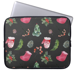 Weihnachtsbaum: Aquarellfarbenes nahtloses Muster Laptopschutzhülle