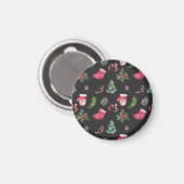 Weihnachtsbaum: Aquarellfarbenes nahtloses Muster Magnet (Vorderseite/Rückseite)
