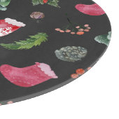 Weihnachtsbaum: Aquarellfarbenes nahtloses Muster Schneidebrett (Ecke)