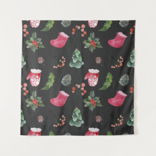 Weihnachtsbaum: Aquarellfarbenes nahtloses Muster Wandteppich