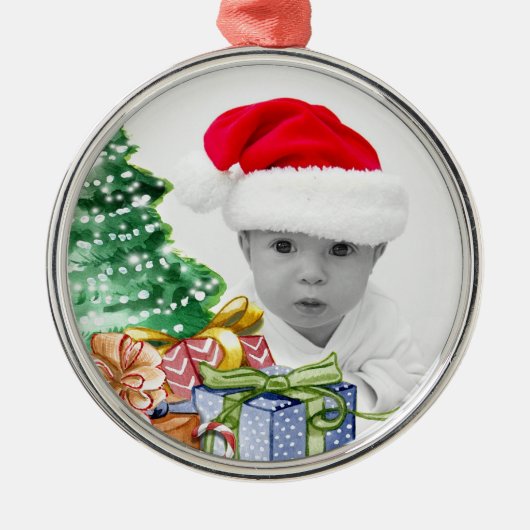 Weihnachtsbaum Art Custom Foto Ornament Aus Metall (Vorne)