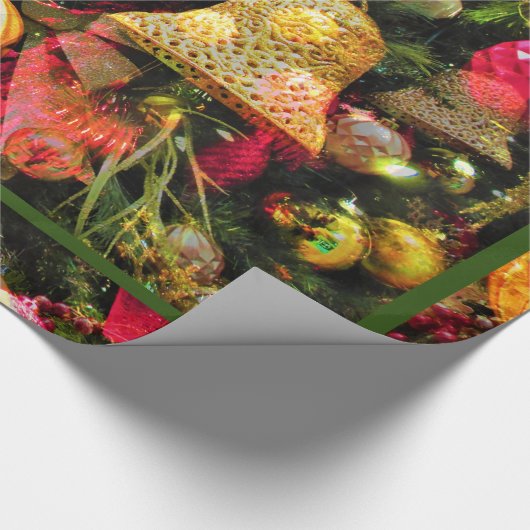 Weihnachtsbaum Art Grüne Grenze Charme fröhlich Geschenkpapier (Ecke)