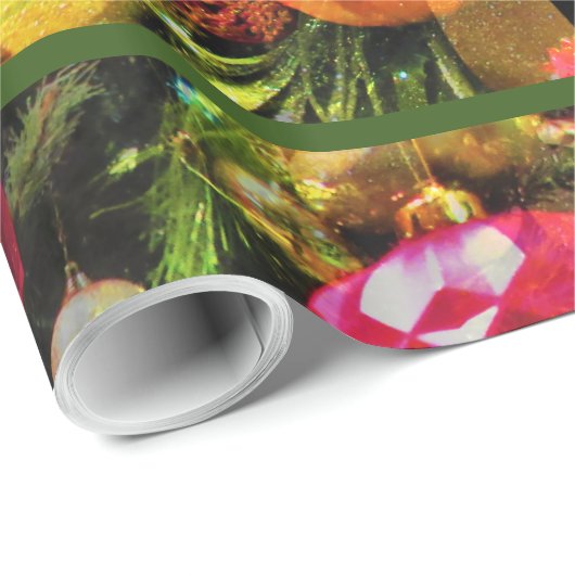 Weihnachtsbaum Art Grüne Grenze Charme fröhlich Geschenkpapier (Rolleneckpunkt)