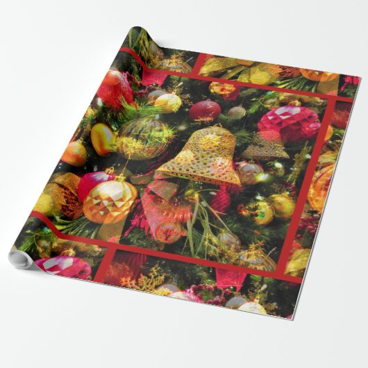 Weihnachtsbaum Art Rote Grenze Charme fröhlich Geschenkpapier (Ungerollt)