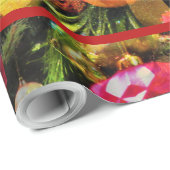 Weihnachtsbaum Art Rote Grenze Charme fröhlich Geschenkpapier (Rolleneckpunkt)