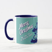 Weihnachtsbaum Artistic Blue Merry Script Familie Tasse (Links)