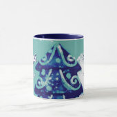 Weihnachtsbaum Artistic Blue Merry Script Familie Tasse (Zentrum)