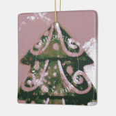 Weihnachtsbaum Artistic Green Pink Family Foto Keramikornament (Links)