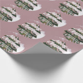 Weihnachtsbaum Artistic Green Pink Merry Script Geschenkpapier (Ecke)