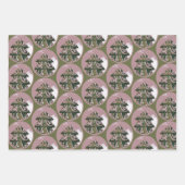 Weihnachtsbaum Artistic Green Pink Merry Script Geschenkpapier Set (Vorderseite 2)