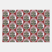 Weihnachtsbaum Artistic Green Pink Merry Script Geschenkpapier Set (Vorderseite 2)