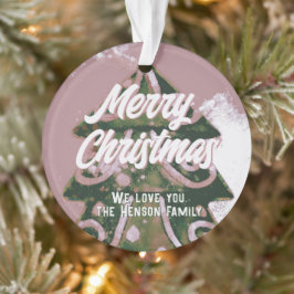 Weihnachtsbaum Artistic Green Pink Merry Script Ornament