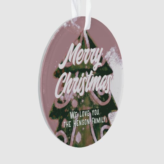Weihnachtsbaum Artistic Green Pink Merry Script Ornament (Vorderseite)