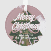 Weihnachtsbaum Artistic Green Pink Merry Script Ornament (Rückseite)
