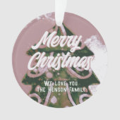 Weihnachtsbaum Artistic Green Pink Merry Script Ornament (Vorderseite)