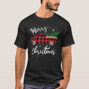 Weihnachtsbaum auf Büffelkariert Lastwagen T-Shirt