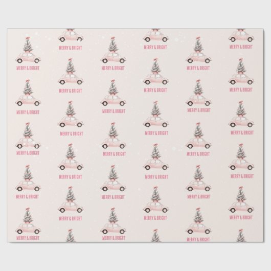 Weihnachtsbaum auf dem Auto | Minimalistisch Geschenkpapier (Flach)