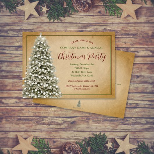 Weihnachtsbaum auf dem Pergament Elegantes Party Einladung