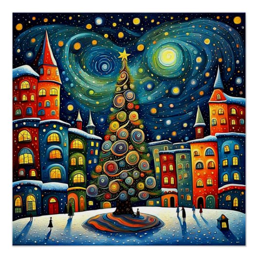 Weihnachtsbaum auf dem Platz 2 Poster (Vorderseite)