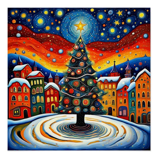 Weihnachtsbaum auf dem Platz 3 Poster (Vorderseite)