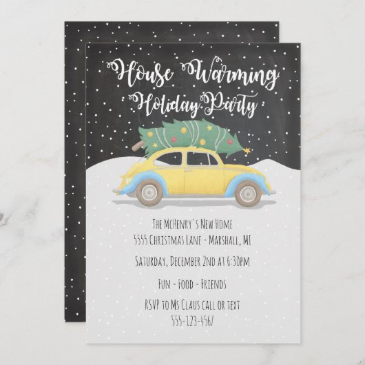 Weihnachtsbaum auf der Erwärmung des Autos Einladung (Vorne/Hinten)