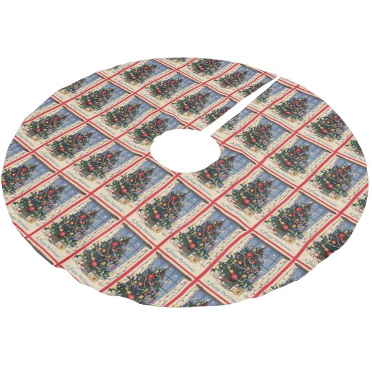 Weihnachtsbaum auf einem Baumrock Polyester Weihnachtsbaumdecke (Schrägansicht)