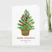 Weihnachtsbaum auf einem Korb Feiertagskarte (Vorderseite)